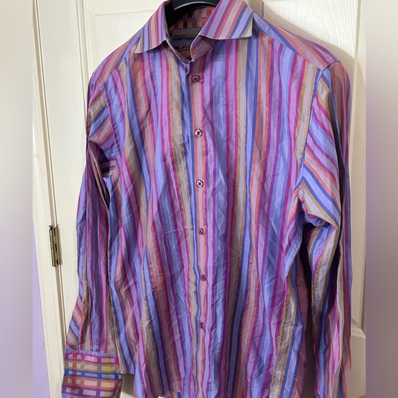 Robert Graham Men’s Medium Multicolor Stripe Button Down - Picture 3 of 10